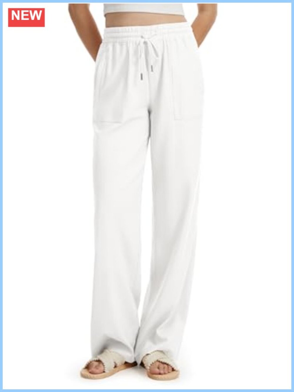 Tallemon Linen Wide Leg Palazzo Pants Tall 32 34 36 Inseam with Pockets